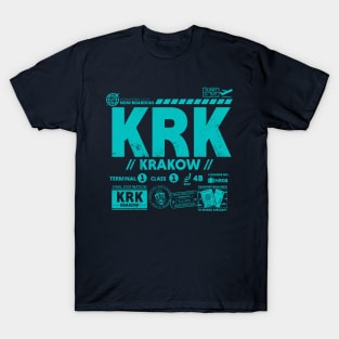 Vintage Krakow KRK Airport Code Travel Day Retro Travel Tag Poland T-Shirt